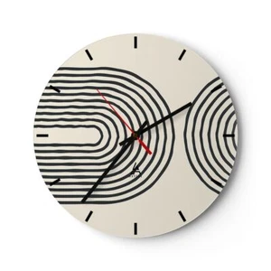 Orologio da Parete in Vetro 30x30cm Linee Ovale Minimalismo Moderno Silenzioso - Foto 1 di 10