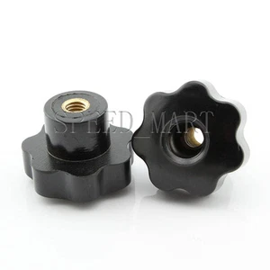 Perilla de tuercas de sujeción de cabeza en forma de siete estrellas rosca de plástico negro M10x40 mm 2 piezas - Imagen 1 de 1