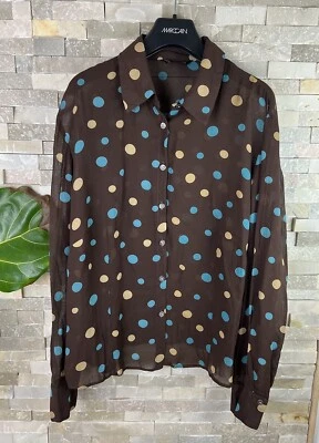 Camicia blusa a pois marrone St Michael donna taglia 20  - Immagine 1 di 4