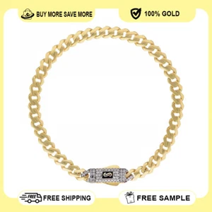 14K Yellow Gold Monaco Classic Link Bracelet with Stone Lock 6mm x 8'' - Picture 1 of 5