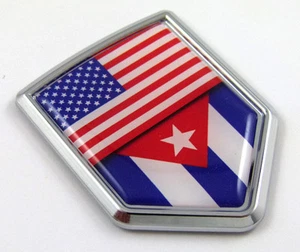 USA Cuba American Cuban Flag Car Chrome Emblem Decal Sticker w/ adhesive - Foto 1 di 2