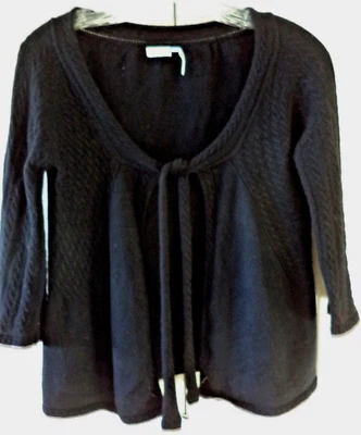 Leon Max Black Wool Cashmere Blend Updated Cardigan Wrap Sweater Jacket 0 2 XS - Image 1 of 4