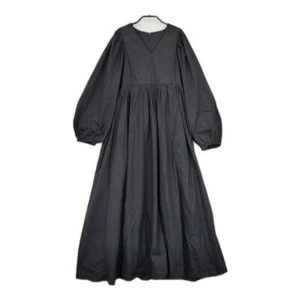 oblekt V-neck Gathered Cotton dress black 5-0604M∞ - Picture 1 of 6