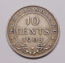 1903 Newfoundland Ten Cents VG-F ** SCARCE Date KEY Edward VII Silver Nfld. Dime