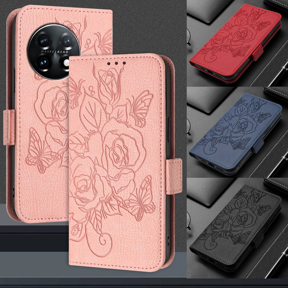 Rose Wallet Stand Phone Case for OnePlus 10 Pro 12 11 10R 9 Nord CE 4 N300 N20 - Image 1 of 4