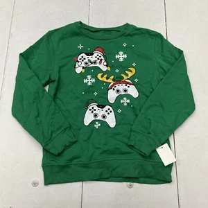 Well-Worn Green Holiday Print Sweater Girls Size Medium NEW - Picture 1 of 5