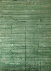 Bamboo Silk Green Gabbeh Little Character/ Animal Handmade Dining Room Rug 9x11 - Picture 1 of 12