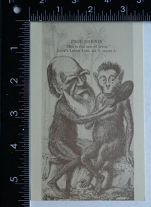 VINTAGE POSTCARD 1982 CHARLES DARWIN WITH APE - Picture 1 of 2