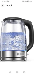Wasserkocher, 1,7 l Glas Teekocher mit Edelstahlfilter & Innendeckel - Bild 1 von 3