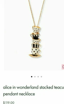 KATE SPADE: ALICE IN WONDERLAND STACKED TEACUP PENDANT NECKLACE - Image 1 of 4