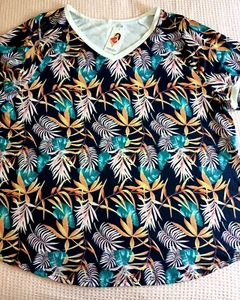 Vislily Größe 28 W Damen Übergröße Kurzarm Tropical Top - Bild 1 von 14