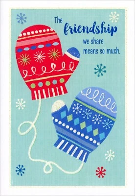 Heartfelt CHRISTMAS Card FOR FRIEND, Friendship Mittens by Hallmark+ Envelope - Image 1 of 4