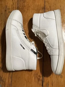 Calvin Klein Herren 10 Weiß Leder High Tops Reißverschluss Detail Hip Hop Y2K Tanz - Bild 1 von 10