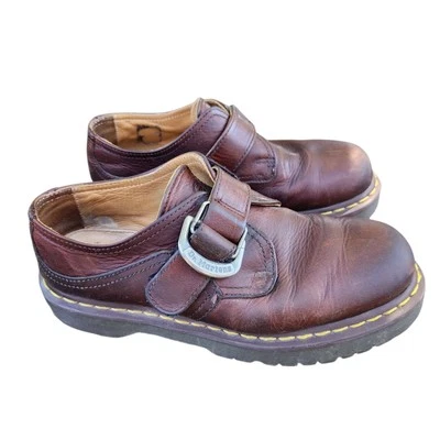 Zapato Mocasín Dr Martens 8314 Vintage Cuero Marrón Grueso Plataforma Monje Correa Foto 1 de 4