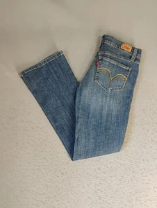 Levis 524 Womens Jeans 5 Juniors Blue Too Super Low Rise Medium Wash Denim - Picture 1 of 14