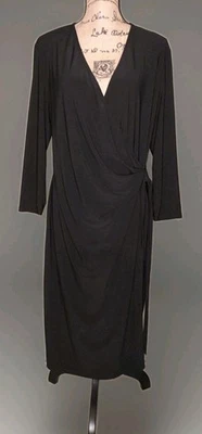 Nuevo con etiquetas Vestido midi Black Label by Evan-Picone - Negro Imitación Envolvente - Para mujer Talla 18 Foto 1 de 4