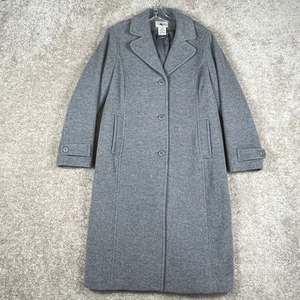 LL Bean Wool Coat Womens 12p Gray Long Full-Length Bellandi Italian Lambswool - Picture 1 of 16