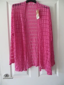 MADE IN ITALY PINK LACE CARDIGAN TOP  SIZE 14 NEW WITH TAG - Picture 1 of 4