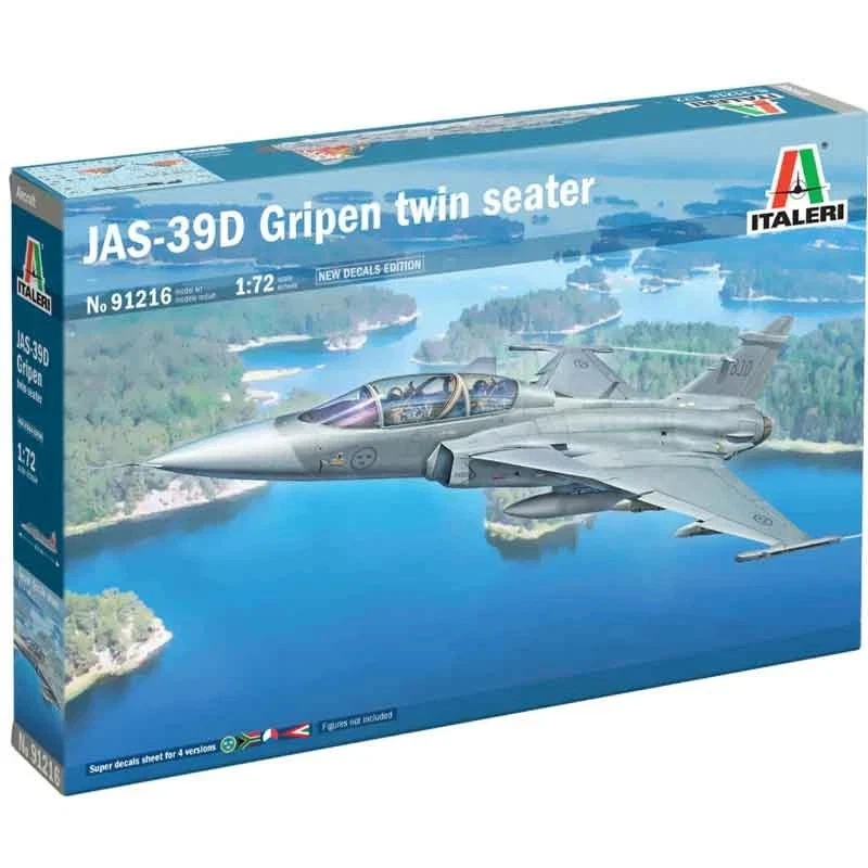 ITALERI 1:72 KIT AEREO JAS-39D GRIPEN TWIN SEATER DECALS  4 VERSIONI   ART 91216 - Immagine 1 di 1