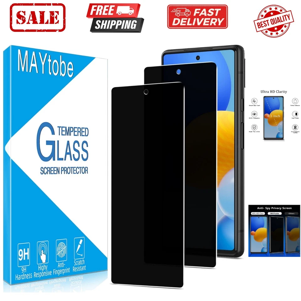 Протектор экрана конфиденциальности для закаленного стекла, твердость 9H, защита от царапин упаковка 2 шт. - Изображение 1 из 4