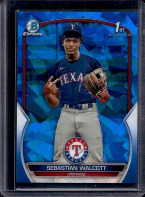 2023 Bowman Chrome Sapphire Sebastian Walcott 1st Prospect #BCP-189 Rangers - Image 1 of 2