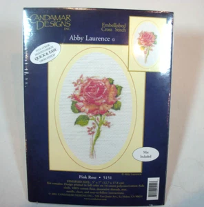 Candamar Designs 5x7 Pink Rose Embellished Cross Stitch Kit 5151 NIP - Picture 1 of 3