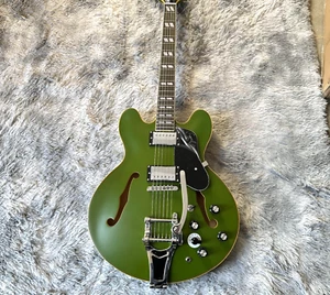 Guitarra Eléctrica Semi Hueca ES-335 Verde Jazz Pastilla HH Cajón Largo Envío Gratis - Imagen 1 de 11