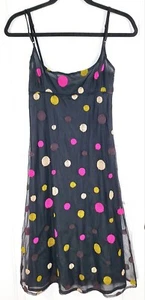 Tara Jarmon Multicolor Polkadot Midi Spaghetti Strap Dress Sz 38 / Small - Picture 1 of 8