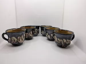 Set 6 Otagiri (?) Tazza da caffè in ceramica smaltata marrone con logo faccina sorridente - Foto 1 di 14