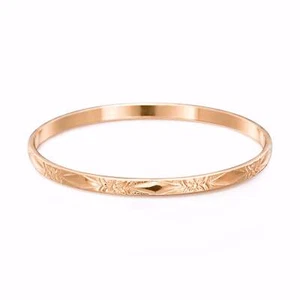 18ct Heavy Rose Gold Plated Filigree Plain 4.5mm Bangle - USA Made - Picture 1 of 2
