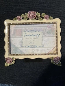 Sheffield Home Photo Frame Ivory And Mauve Antiqued Metal Austrian Crystal - Picture 1 of 2
