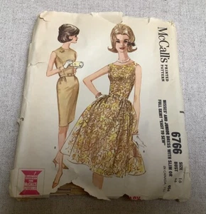 Vestido elegante vintage McCalls patrón de costura 6766 Misses sin mangas talla 16 sin cortar FF - Imagen 1 de 2