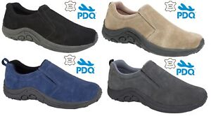 Mens Suede Leather Slip On Hiking Walking Jungle Ryno Twin Gusset Casual Shoes