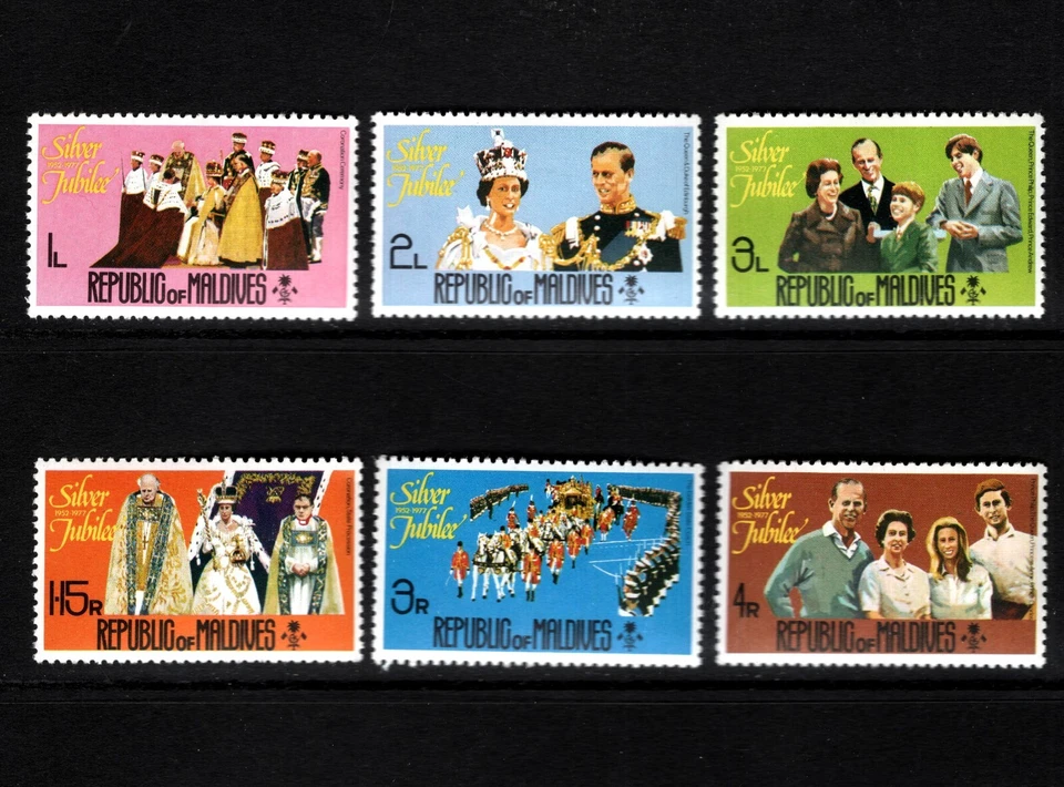 OPC 1977 Maldivas Silver Jubilee Set Sc#662-7 MNH 49487b Foto 1 de 1
