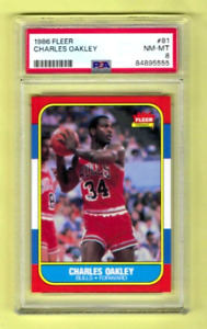 1986-87 Fleer Newly Graded PSA 8 NM-MT Charles Oakley Chicago Bulls ROOKIE # 81