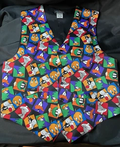 VTG Looney Tunes Unisex Marvin Martian & Looney Tunes Vest (100% Silk, 1993) - Picture 1 of 5