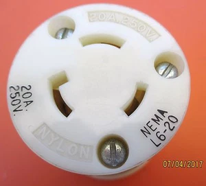 Bryant Locking Connector NEMA L6-20 20A-250V White - Picture 1 of 3
