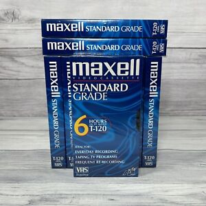 Maxell Lot of 10 Blank T-120 VHS Video Tapes 6 Hour 3x GX-Silver 6x Standard