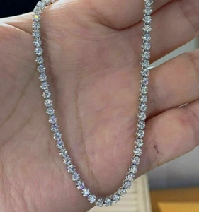 20Ct Round Cut Lab Created Diamond Women's Tennis Necklace 14K White Gold Plated - Picture 1 of 9