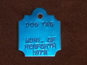 Vintage Muni. of Renforth 1973 Dog Tax Tag License Canada    cf5 - Picture 1 of 2