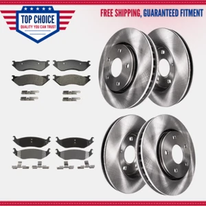 Front and Rear Disc Rotors Ceramic Brake Pads for Dodge Durango Ram 1500 5 Lug - Picture 1 of 4
