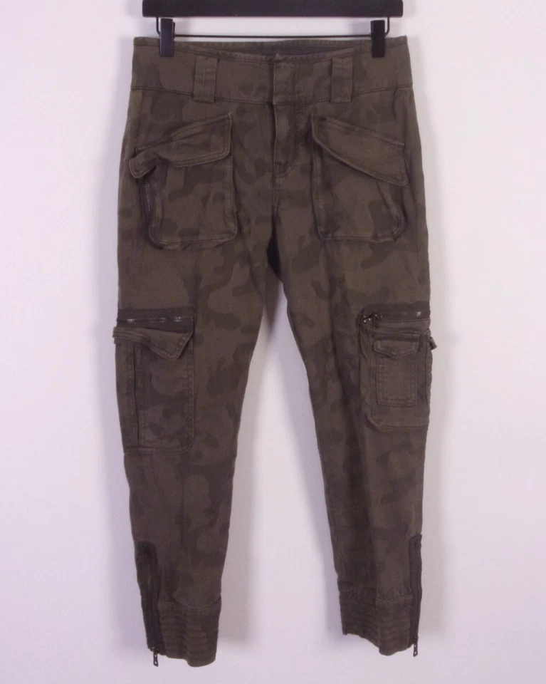 EUC 7 For All Mankind women's Military Style Army Camo Cargo Pants Ankle Zip 25 - Image 1 of 4