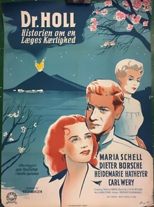 Dr. Holl Maria Schell Borsche 1953-54 poster vintage originale cinema danese film - Foto 1 di 12