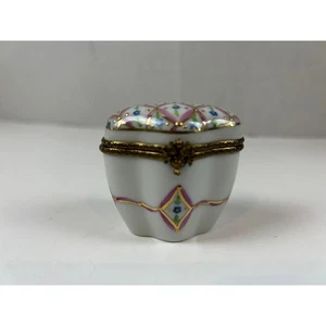 Farlin’s Limoges Francia Caja Baratija Pintada a Mano Peint Principal Enrejado Floral - Imagen 1 de 12