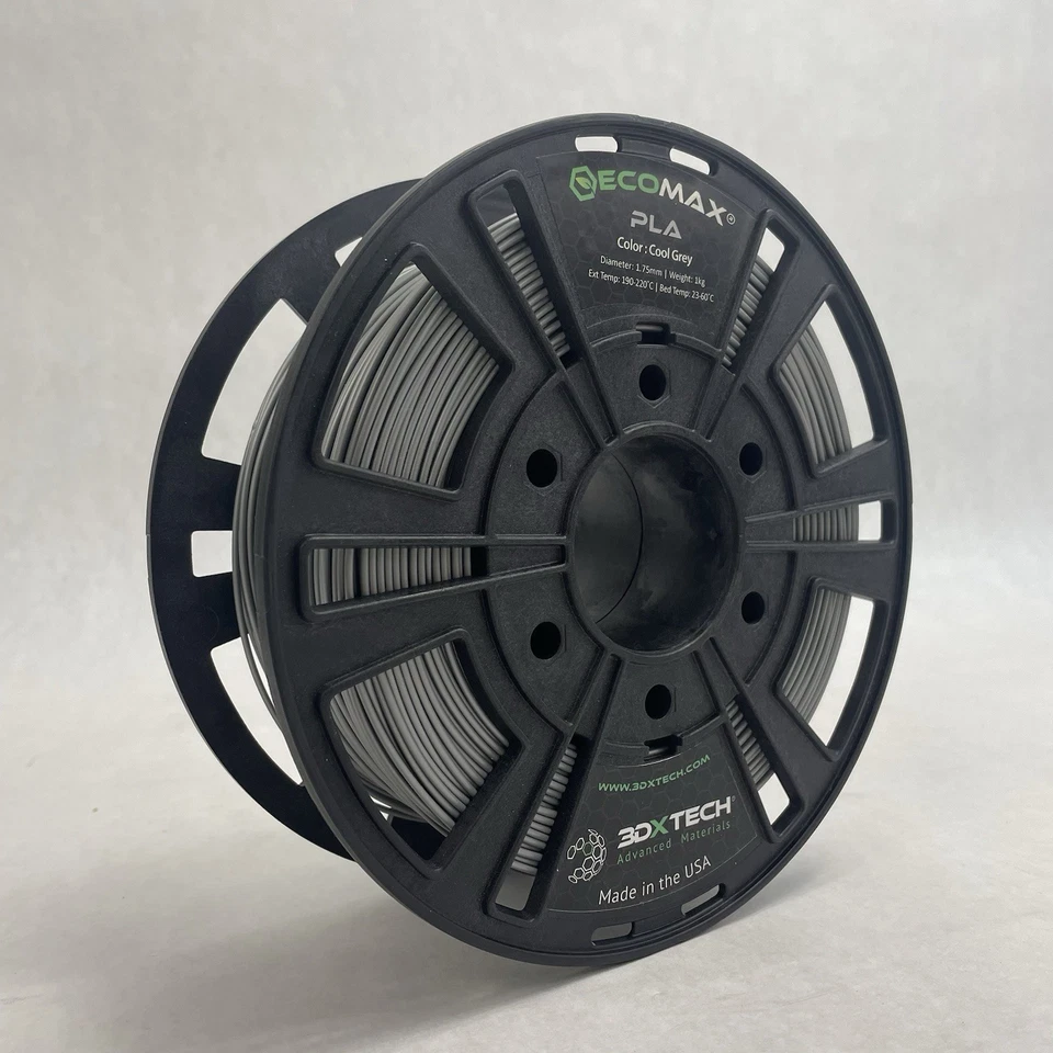 Ecomax PLA 1.75 mm 3D Printer Filament in Cool Gray 1kg Spool - Image 1 of 4