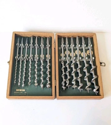 Vintage Irwin Auger Bit Set - 13-Piece - Original Wooden Box - Made in USA - Image 1 of 4