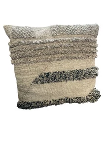 Pier 1 Imports Throw Pillow Cover Grey, Beige, Brown, Black Yarn Woven 16x16 - Picture 1 of 4