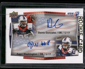 DANTE GONZALEZ / ASPRI WASHINGTON 2015 Upper Deck USA Football Dual Auto #111 - Picture 1 of 2