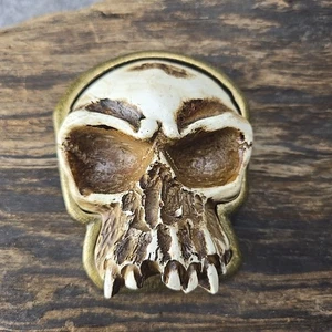 Große Totenkopf Schnalle Messingfarben Classico Italia A250 - Bild 1 von 10