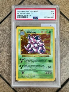 Nidoking 1999 Pokemon Base Set Shadowless Holo #11 PSA 5 - Picture 1 of 2